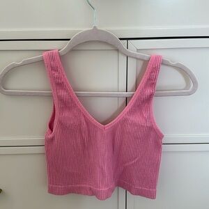 ribbed pink tank top